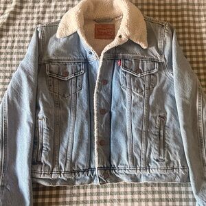 Levi's Sky Blue Denim Jacket with Cream Sherpa Collar